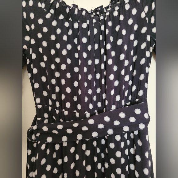 Anthropologie Maeve Black Polka Dot Retro Feminine Belted Gerti Midi Dress 4 - Picture 7 of 12